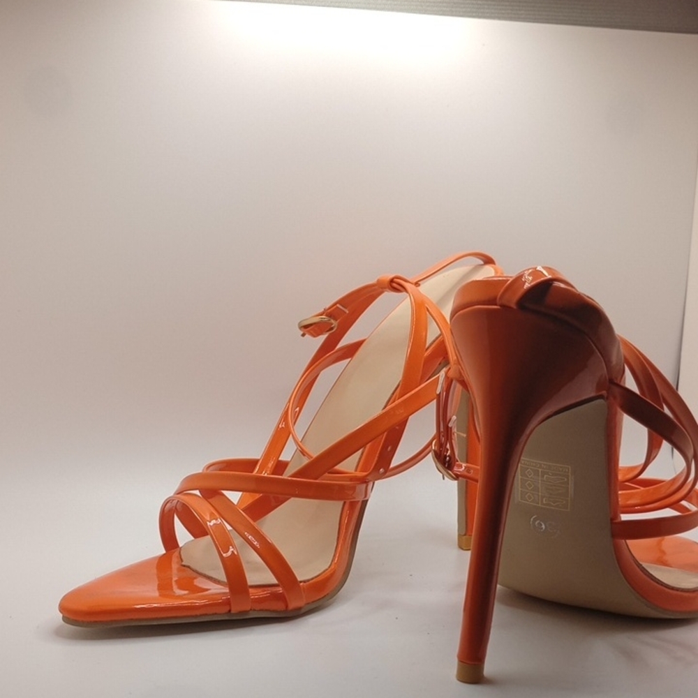 Chic Orange Strappy Heels